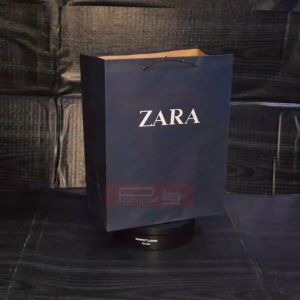 Paper bag Zara biru centre premium 20 x 25 x 10 small