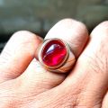 Cincin Batu Akik Merah Siam Rose Asli Bangkok Top Kristal Super Mewah. 