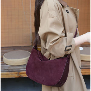 Mùa Đông Nữ Da Lộn Tự Nhiên Cổ Điển Túi Đeo Sát Nách Da Bò Mềm Bền Đẹp Túi Đeo Vai Thông Thường Túi Xách Sang Trọng Thiết Kế Hobo