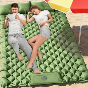 1pc Ultralight Self-Inflating Sleeping Pad with Built-In Pillow Foot Pump Portable Camping Mat for Backpacking Hiking Travel