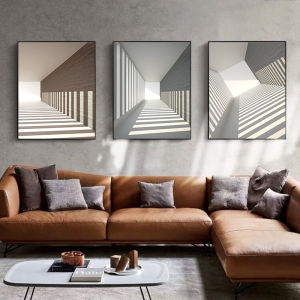 Large Industrial Style Black White Gray Northern Europe Decorative Painting Spacious Extension Light Luxury Minimalist Hanging Painting Guest Dining Room Entrance Painting