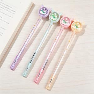 1/4pcsCreative Cartoon Sequin Neutral Pen Cute Animal Design Bead Pen Student Stationery Girls High Aesthetic Handmade Pen