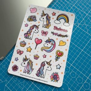 Cute Unicorn Sticker Set. Premium Stickers. Exclusive Unicorns Design. Waterproof. For Children and Adult Gift Present.