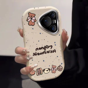 Cute Splatter Bear Fat Dumpling Huawei Pura70pro+ Phone Case Protective Shockproof Soft Shell for P70 Ultra P60 Silver Mirror P50eins P50 New P40pro Girl