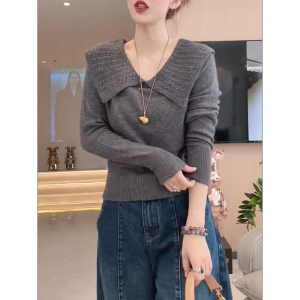 QINGNAER | Gray Stylish Texture Loose Turtleneck Knit Sweater