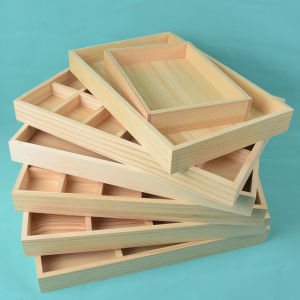 Solid Wood Jewelry Display Tray Sushi Plate Japanese Style Natural Color Pine Wood Tray for Viewing Goods Storage And Organization