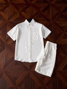 ZHUOCAN | Bộ Áo T-shirt và Quần Short Lụa Băng Cổ Ngắn Phong Cách Hoài Cổ Sang Trọng