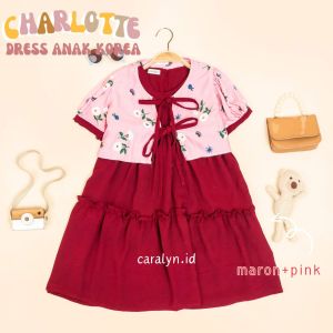 DRESS ANAK CHARLOTTE DRESS KEKINIAN MODEL ROMPI KOREAN STYLE