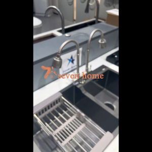 Seven House ก๊อกน้ำสแตนเลส 2 หัว ท่อปรับระดับได้  ไม่เป็นสนิม (เหมาะสำหรับครัวร้านอาหาร)  แถม สายยางระบายน้ำ