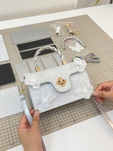 Hand Sewn Butterfly Embroidery Small Square Bag DIY Handwoven Bag Material Shoulder Crossbody Bag Gift for Friends