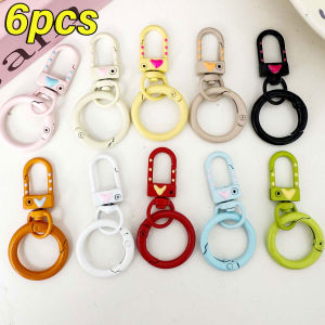 6Pcs DlY Jewelry Making Keychain Metal Hanging Ring Colorful Donut Keychain Universal Buckle