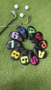 10Pc/Set Colorful Number Golf Iron Covers Golf Club Head Covers Headovers Wedges Covers (3-9 P A S) Golf Accessories