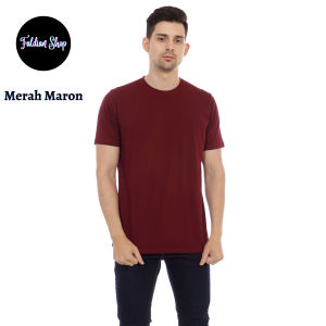 Kaos Polos Pria Oneck Lengan Pendek Bahan Katun Combed 30s Warna Merah Maron
