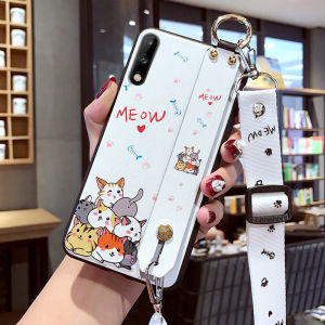 Huawei Enjoy 10e Case Womens Silicone Protective Cover Full Wrap Anti-Fall Soft Shell Wristband Cartoon Style Eco-Friendly