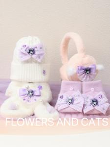 Thickened Windproof Warm Girls Winter Hat with Butterfly Knot Cute Cartoon Collar Princess Style Childrens Hat for Girls