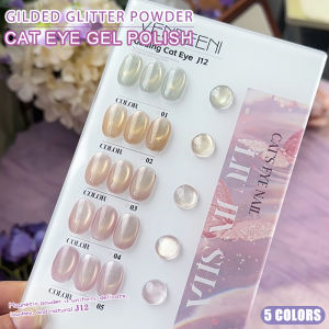 Vendeeni 5 Colors/Set Gilded Crystal Cat Eye Gel Nail Polish Magnetic UV LED Gel Varnish Glitter Powder Cat Eye Gel With Display