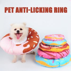 Pet Elizabeth Cat E-Collar Cute Donuts Cat Elizabeth Neck Cone Soft Padded Anti-lick and Anti-bite Pet Collar Supplies