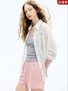 Juicy Couture | New Loose Fit White Check Semi Sheer Blouse