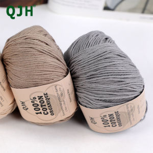 QJH 100% Organic Cotton Yarn For Knitting Crocheting and Crafts Pack of 2 - 1.76oz/136yards/1Pcs Light Dk