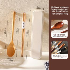 SHELI | Bộ Đũa Gỗ và Muỗng Có Hộp Đựng Di Động