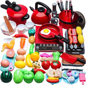 BABYSHOME | Cooking Playset for Kids with Cooking Cutting and Grilling Functions