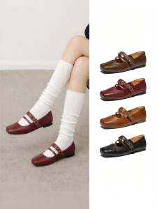 Versatile Square Toe Leather Mary Jane Shoes
