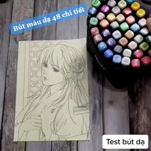 Bút Màu Dạ Marker 48 Cây Touch tặng kèm túi - Hộp Bút Dạ 48 Cây Cực Kỳ Tiện Lợi