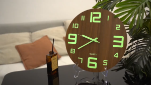 12-Inch Wooden Wall Clock with Quiet Mechanism  Luminous Big Wall Clock Aesthetic Glow in the dark Silent Wooden Home Living Room