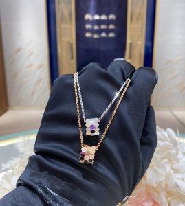 Rose Gold Plated Pure Silver Beehive Necklace Womens Fashion Jewelry Small Waist Lockbone Chain Diamond Embedded