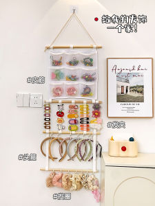 กระเป๋าเก็บอุปกรณ์เสริมผมเด็กแบบติดผนัง ที่จัดระเบียบห้องนอนสำหรับเด็กผู้หญิง ที่เก็บกิ๊บติดผม ยางรัดผม โซลูชั่นการจัดเก็บ