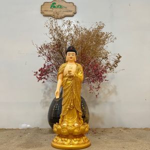 Tượng phật A Di Đà đứng 38cm Composite và đá | Tượng Phật Hoa Tiên