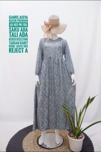 DASTER GAMIS AISYA RAYON PREMIUM TWILL ADA TALI KANAN KIRI SIZE STANDART