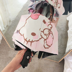 Kitty Cat Automatic Umbrella Womens Student Cute Sunshade Double Use Sunny Rain Umbrella Soft Healing Element Stainless Steel