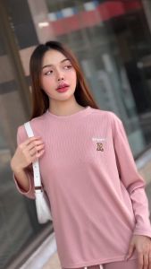 COD🆕ชุดเซ็ทผู้หญิงแขนยาว ชุดเซ็ทปักลายหมี สีพื้น เสื้อเชิ้ตแขนยาว กางเกงขายาว ส่งทันที✅ TZ9988