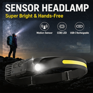 USB Rechargeable LED Headlamp Motion Sensor COB Head Torch Waterproof Outdoor Camping Fishing Work Light