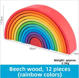 Montessori Educational Rainbow Beech Wood Building Blocks