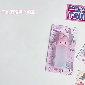 Sanrio | Hello Kitty Desktop Storage Mini Box Sanrio My Melody Flip Cover Cotton Swabs Band Aids Dental Flos Sorting Organizer Boxs