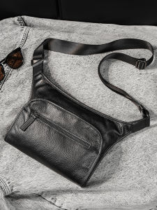 New Fashionable Mens Leather Crossbody Bag Outdoor Cycling Chest Bag Soft Large Capacity Motorcycle Bag Commuter Casual Business