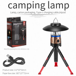ESMARTER | 3 in 1 Portable LED Camping Lantern 4 Lighting Modes Flashlight Emergency Lamp USB Rechargeable Outdoor Camp Light With Tripod