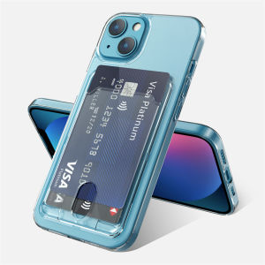 Luxury Transparent Card Slot Holder Wallet Case For iPhone 15 14 Plus 13 12 11 Pro Max XR Shockproof Clear Hard Acrylic Cover