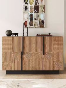 Nordic Style Solid Wood Mid-Century Modern Entrance Hall Cabinet Living Room Storage Organizer Designer Tea Water Cabinet