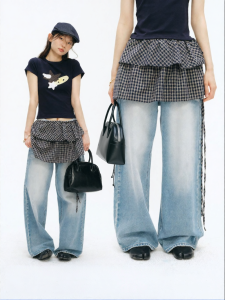 JNXS | Classic Plaid One-piece Skirt Patchwork