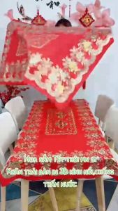 (Giá si) Khăn trải bàn 3D in nổi 90cmx150cm sang trọng không thấm nước chống thấm dầu mỡ dễ lau chùi đủ màu sắc