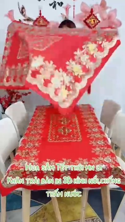 Khăn trải bàn NHỰA 3D, kích thước 90cmx150cm, không thấm nước, chống ...