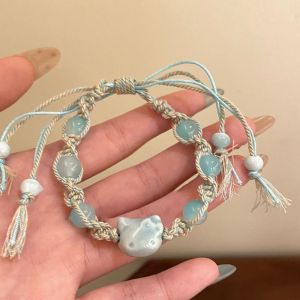 Adorable Kitty Cartoon Adjustable Woven Cat Bracelet New Style for Best Friends Couple Matching Hand Cord Jewelry
