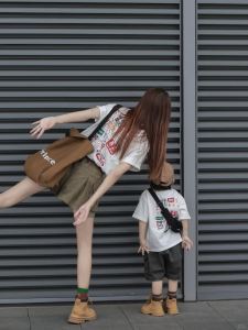 Pure Cotton Family Matching Summer Short Sleeve T-Shirts for Mom Dad And Kids Casual Style Three Or Four Members of the Family