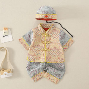 ชุดแต่งงานวันเกิดเด็กชาย เดรสจีนโบราณ ผ้าฝ้ายผสม กางเกงบ็อกเซอร์ ชุดราตรี ฤดูใบไม้ผลิและฤดูใบไม้ร่วง ชุดเด็กผู้ชาย