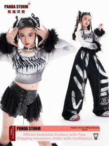 PANDA STORM | Dance Performance Clothing Long Sleeve T-shirt and Pants Set