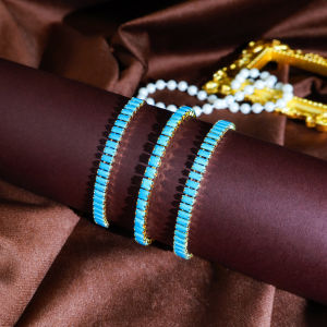 SEQUITO Classy Women Wrist Bracelet Gold Plated Link Bracelet Sky Blue AAAAA Cubic Zirconia Perfect for Everyday Wear Jewelry B376