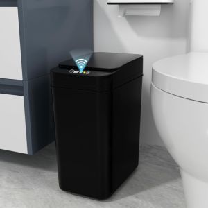Bathroom Trash Can with Lid Touchless Automatic Garbage Can Slim Motion Sensor Smart Trash Bin for BedroomOfficeLiving Room
